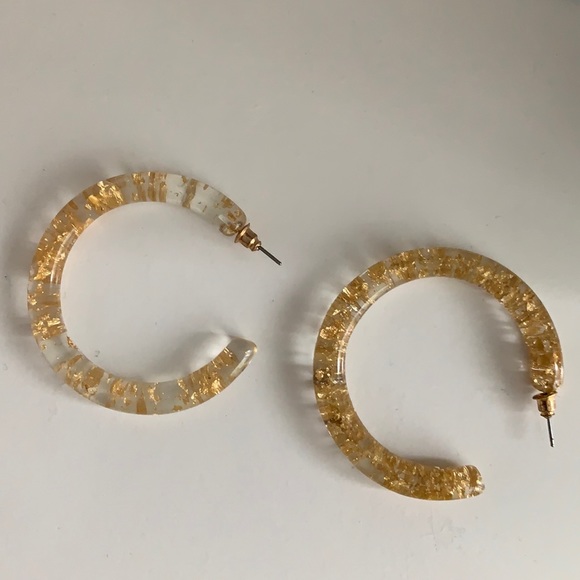 Gold acrylic hoop earrings - Picture 1 of 1